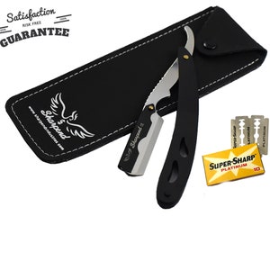 Barber Straight Cut Throat Shaving Razor With Wood Handle Straight edge Razor with replaceable blades Salon Smooth Shave comes in a Pouch
