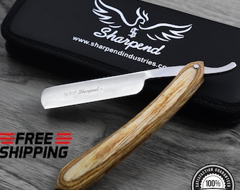 Maquinilla de afeitar de acero inoxidable negro y dorado de garganta de corte recto para peluquería Rasoirs Rasoi Navalha + 10 cuchillas y bolsa gratis