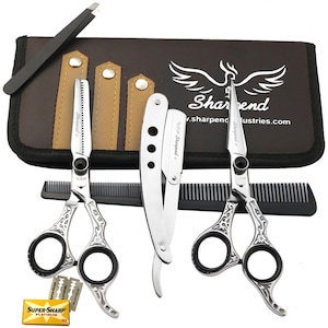 Silver Professional Barber Scissors Hair Cutting Shears Set Hair Thinning Haircut Scissors For Hairdressing Salon