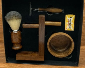 Handmade Wooden Cut Throat Razor Shaving Kit for Men Perfect Gift Set for Me