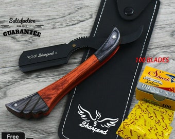 Afilada y con estilo: Maquinilla de afeitar de peluquero de garganta cortada profesional de madera para afeitados con calidad de salón"