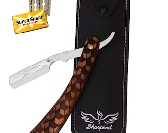 Maquinilla de afeitar de acero inoxidable y negro de garganta de corte recto para peluquería Rasoirs Rasoi Navalha + 10 cuchillas y bolsa gratis