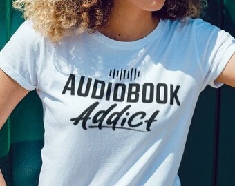 Audiobook T-Shirt, Unisex Short Sleeve Tee, Audiobook Addict, Black Print