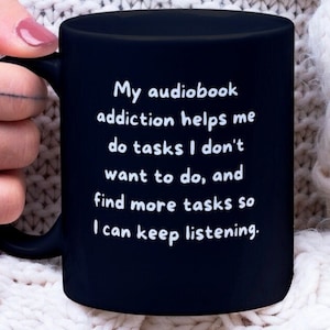 Audiobook Mug, 15oz, Audiobook Lover's Large Ceramic Mug My Audiobook Addiction, Audiobook Lover Gift Mug image 1