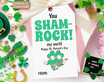 Shamrock St Patrick's Day Tag Printable St. Patrick's Day Daycare Gift Tags Saint Patricks Day Coworker Appreciation Teacher Gift Tag