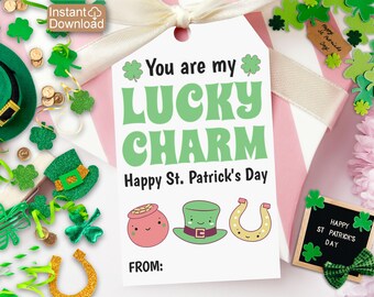 You Are My Lucky Charm Printable St Patrick's Day Tag for Kids St. Patrick's Day Cookie Tags for Student Gift Tags from Teacher St Patricks