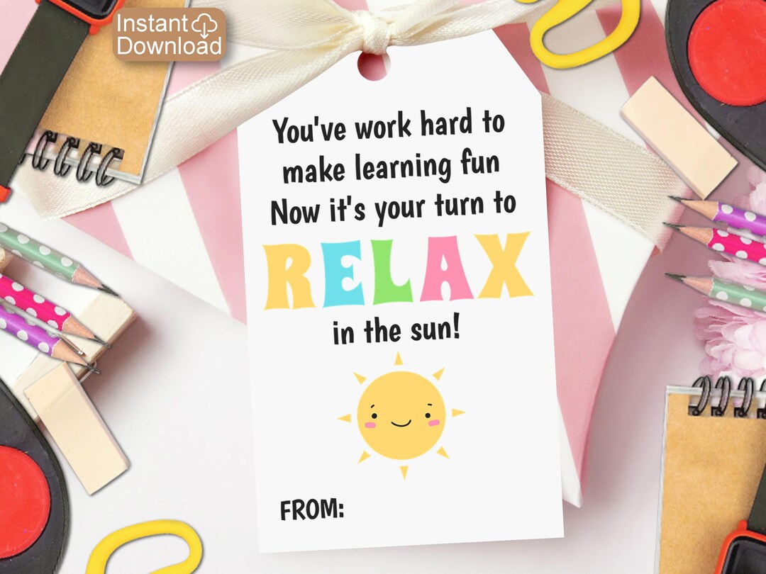 Cute Sun Tag End of School Favors Tag Printables Last Day of School ...