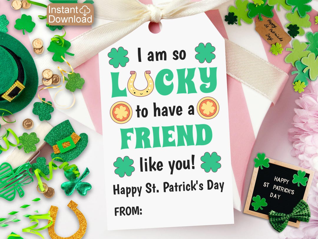 Friend Gift Tags Digital Download St. Patrick's Day Tag Printable ...