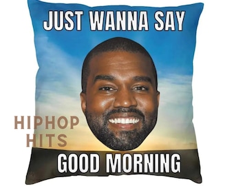 Meme Funda de almohada Kanye West Fundas de cojín divertidas Decoración de sala de estar cuadrada suave Viernes negro Vacaciones de Navidad Música Rap Hip Hop Drake