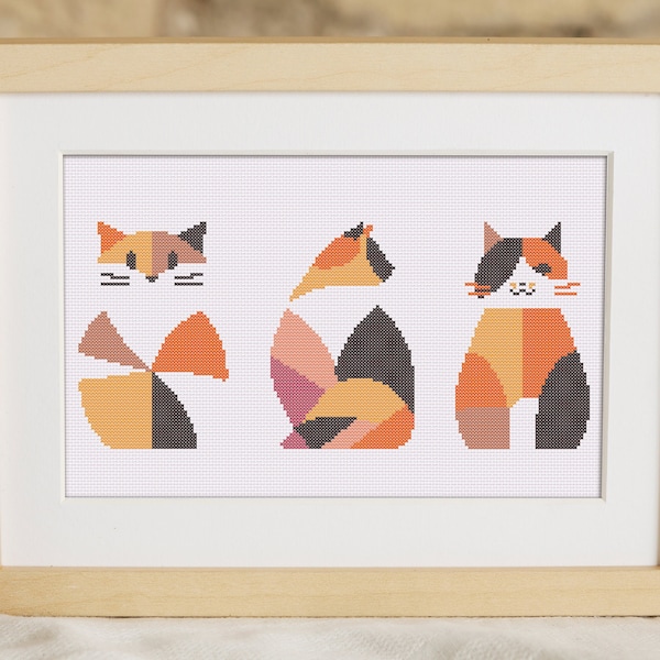 Calico Cats - Set of 3 - PDF Cross Stitch Pattern