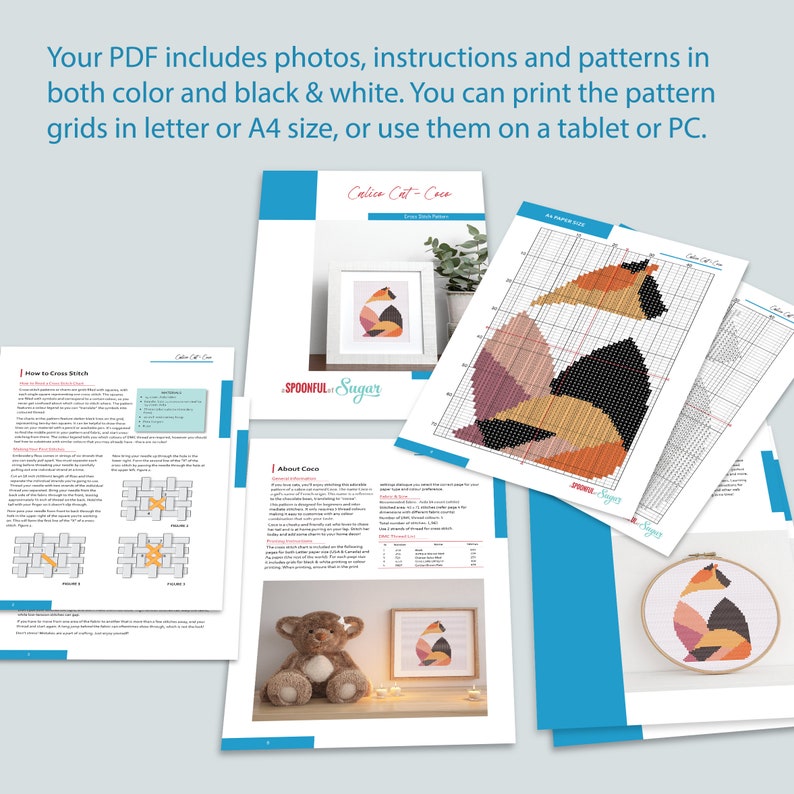 Calico Cats Set of 3 PDF Cross Stitch Pattern Etsy Australia