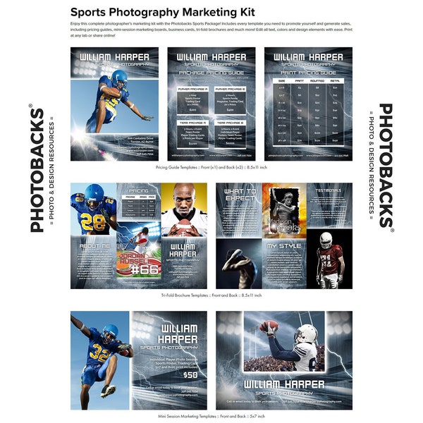 Sports Marketing Kit Templates from Photobacks Sports Package 1: Customizable, Layered, Download, Promotional, Sports Photography, PSD
