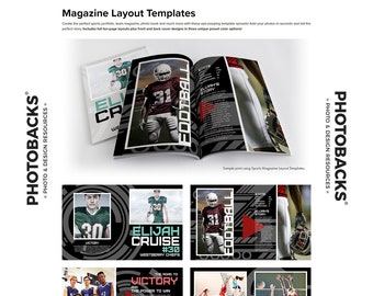 Sports Magazine Layouts Templates from Photobacks Sports Package 1: Customizable, Layered, Download, Athlete, Wide, PSD, Poster, Spreads
