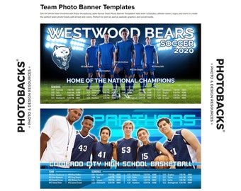 Sports Team Photo Banners Photoshop Templates Set from Photobacks Sports Package 1: Customizable, Layered, Download, PSD, Posters,All Sports
