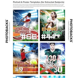 Sports Portrait & Poster Photoshop Templates / Backgrounds (for Extracted Subjects) from Photobacks Sports Package 1: Customizable, Download