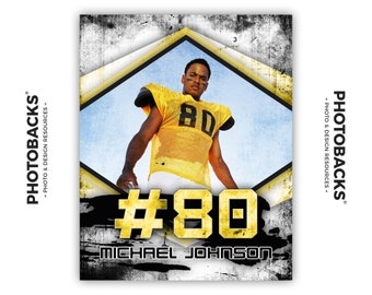 Sports Portrait / Poster Photoshop Template 10 (with Photo Mask) from Photobacks Sports Package 1: Customizable, Layered, PSD, Backgrounds
