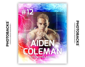 Sports Portrait / Poster Photoshop Template 02 (with Photo Mask) from Photobacks Sports Package 1: Customizable, Layered, PSD, Backgrounds