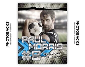 Sports Portrait / Poster Photoshop Template 05 (with Photo Mask) from Photobacks Sports Package 1: Customizable, Layered, PSD, Backgrounds