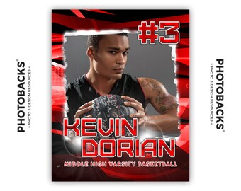 Sports Portrait / Poster Photoshop Template 03 (with Photo Mask) from Photobacks Sports Package 1: Customizable, Layered, PSD, Backgrounds