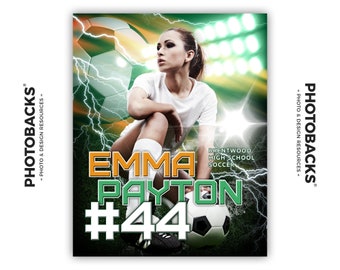 Photoshop Soccer Sports Poster Template from Photobacks Sports Package 1: Digital Background, Team Banner, Backdrop, Senior Night, Football