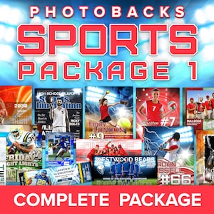 COMPLETE Sports Package 1 from Photobacks: HUNDREDS of Photoshop Templates, Backgrounds, Video Tutorials; Banners, Posters, Team, Collages +