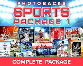 COMPLETE Sports Package 1 from Photobacks: HUNDREDS of Photoshop Templates, Backgrounds, Video Tutorials; Banners, Posters, Team, Collages +