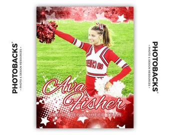 Sports Portrait / Poster Photoshop Template 01 (with Photo Mask) from Photobacks Sports Package 1: Customizable, Layered, PSD, Backgrounds