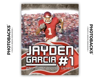 Sports Portrait / Poster Photoshop Template 07 (with Photo Mask) from Photobacks Sports Package 1: Customizable, Layered, PSD, Backgrounds