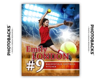 Photoshop Softball Sports Poster Template from Photobacks Sports Package 1: Digital Background, Baseball, Banner, Senior Night, T-ball, Gift