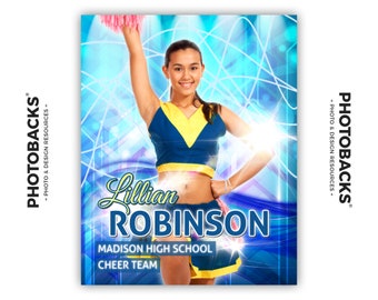 Photoshop Cheer Sports Poster Template from Photobacks Sports Package 1: Digital Background, Backdrop, Seniors, Cheerleading, Cheerleader