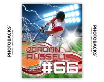 Photoshop Baseball Sports Poster Template from Photobacks Sports Package 1: Digital Background, Softball, Banner, Senior Night, T-ball, Gift