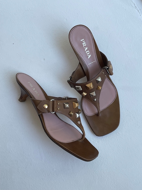 Vintage PRADA Studded Kitten Heel Pumps Sandals - Etsy