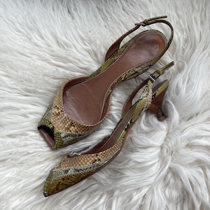 Vintage Prada Python Slingback Heels Size 39.5