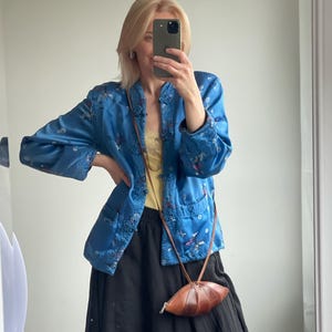 Vintage Reversible Chinese Quilted Jacket | Two-Sided Silk Satin Brocade Coat | Size M/L