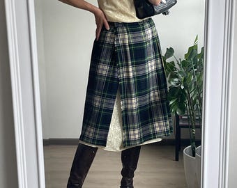 Vintage Laird-Portch of Scotland Pure Wool Tartan Wrap Skirt – 100%