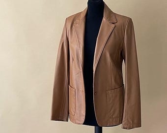 Brown leather jacket S-M