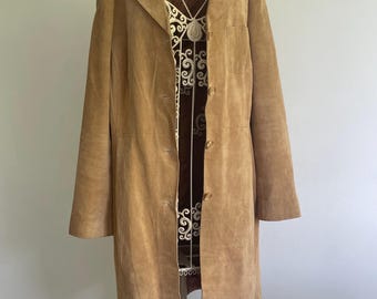 Suede leather beige cappuccino color TCM coat M-L
