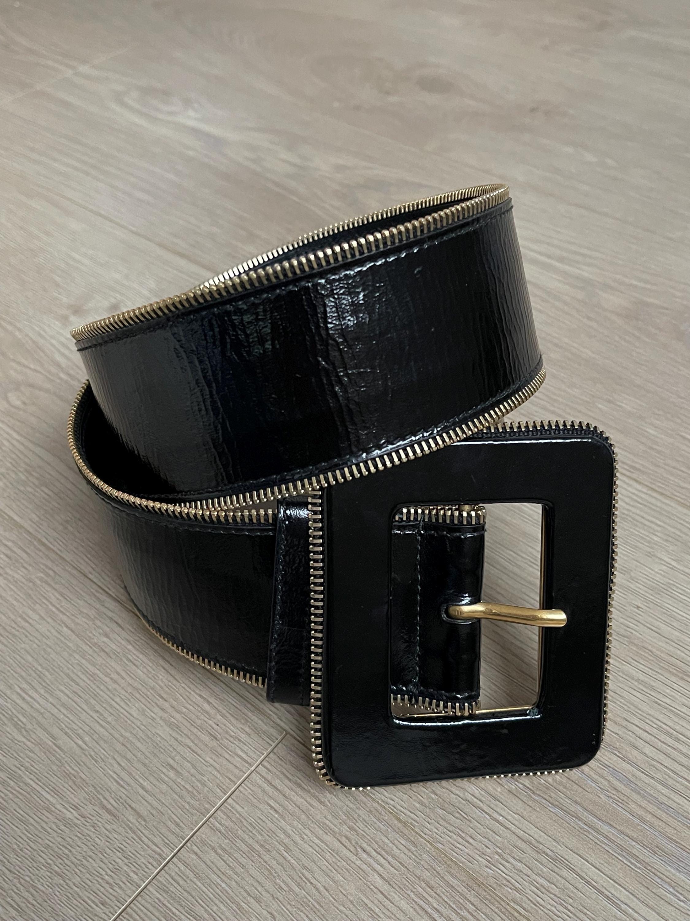 Vintage Yves Saint Laurent Wide Black Belt Yves Saint Laurent Black Leather Wide Belt Size 85 cm main image 3