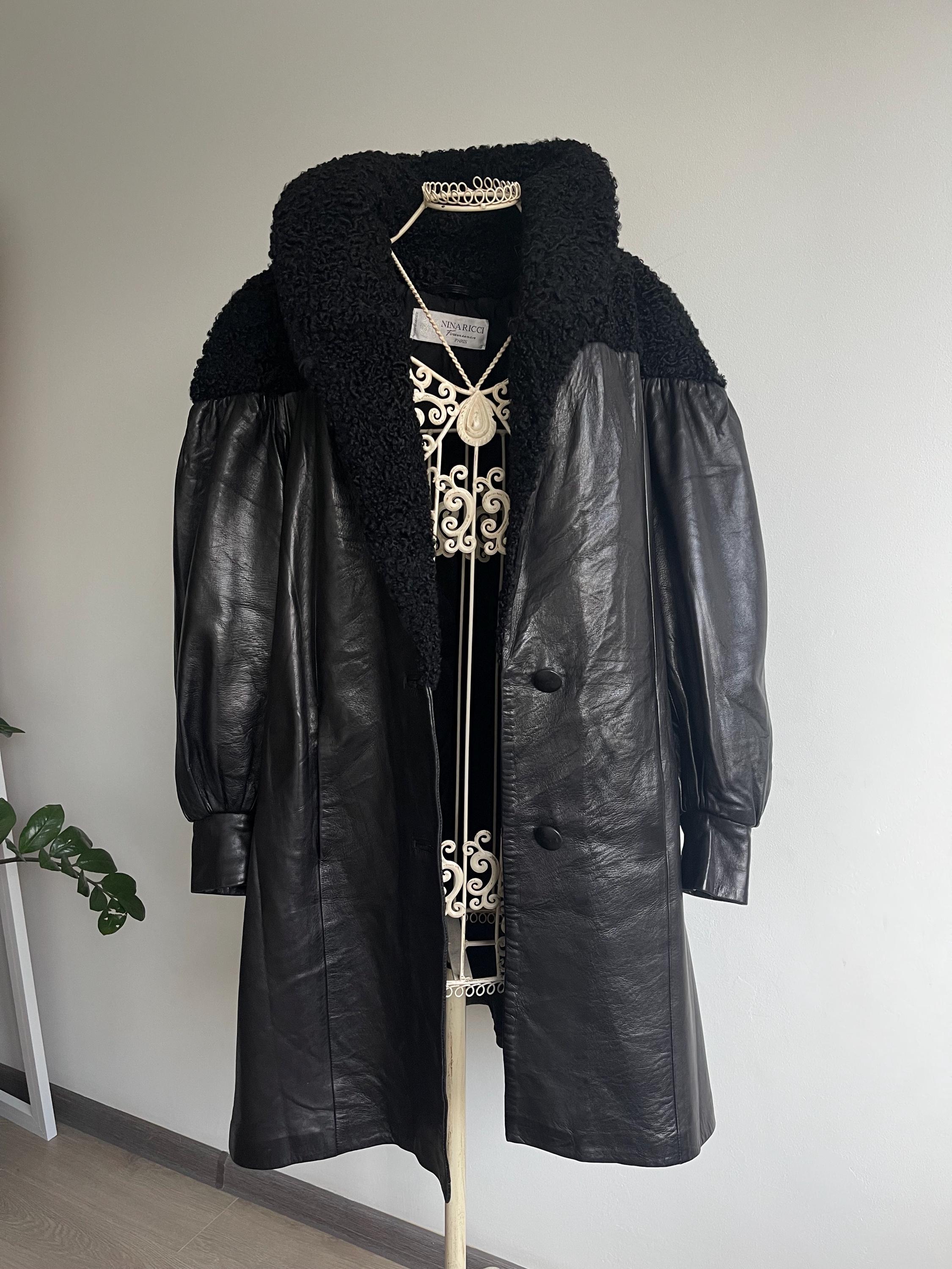 Vintage NINA RICCI Leather Coat Dress With Fur Detail - Etsy