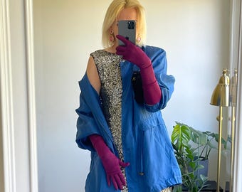 Royal Cobalt blue silk padded windbreaker S-Xxl