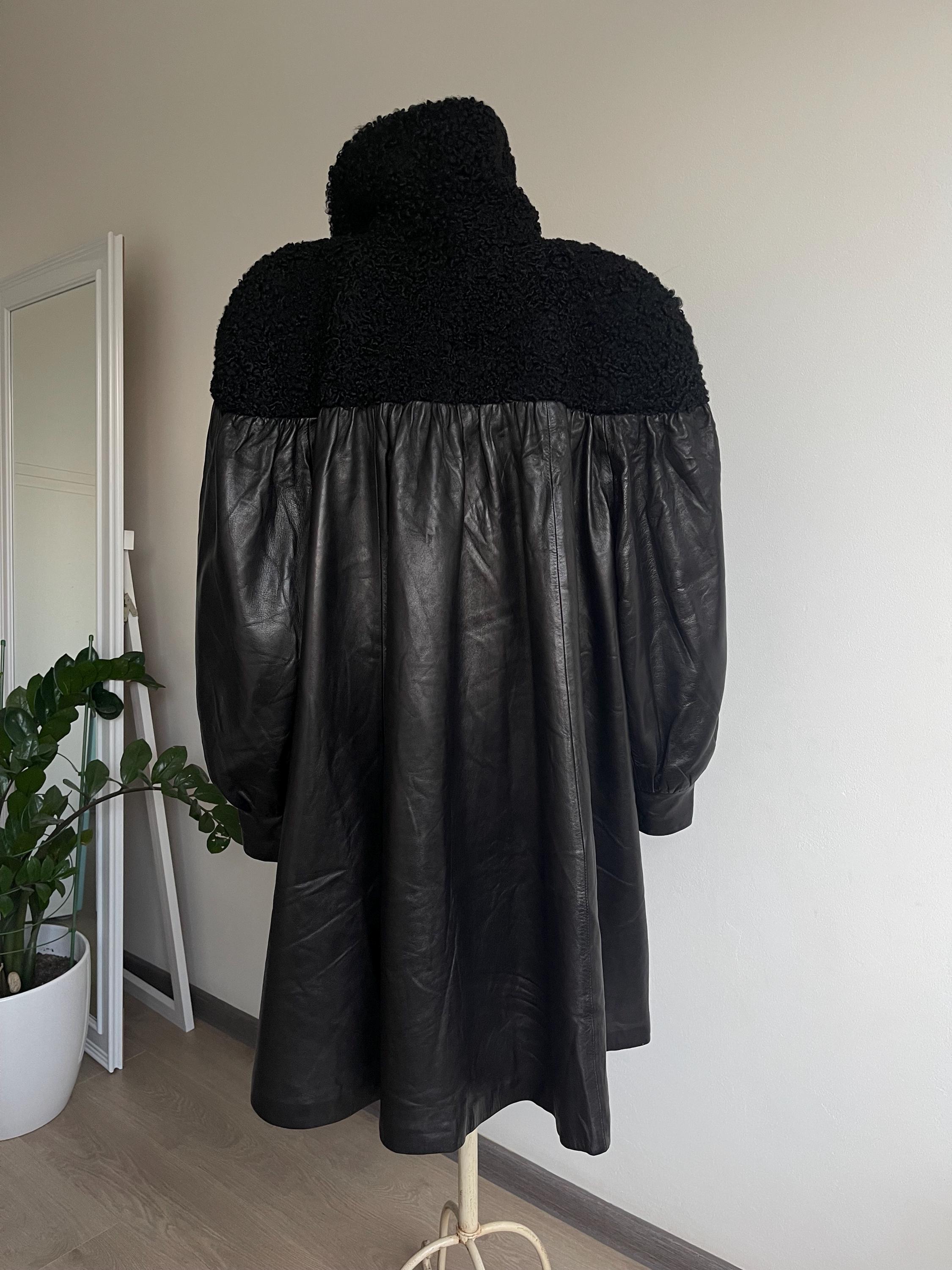 Vintage NINA RICCI Leather Coat Dress With Fur Detail - Etsy