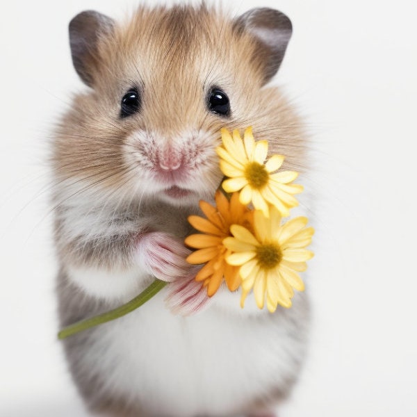 Dwarf Hamster Flower Digital Download - Cute Rodent Pet Decor - Instant Download