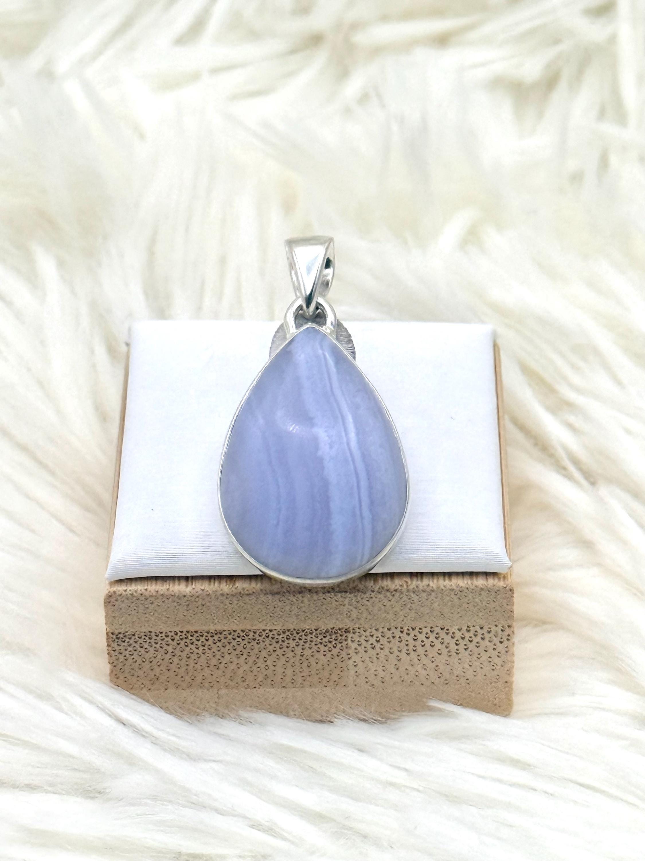 Natural Blue Lace Agate - South Africa 925 Silver Pendant Jewelry