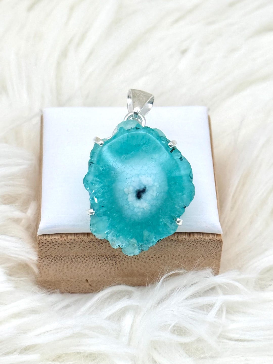 Treated Mediterranean Green Quartz Stalactites Slice 925 Silver