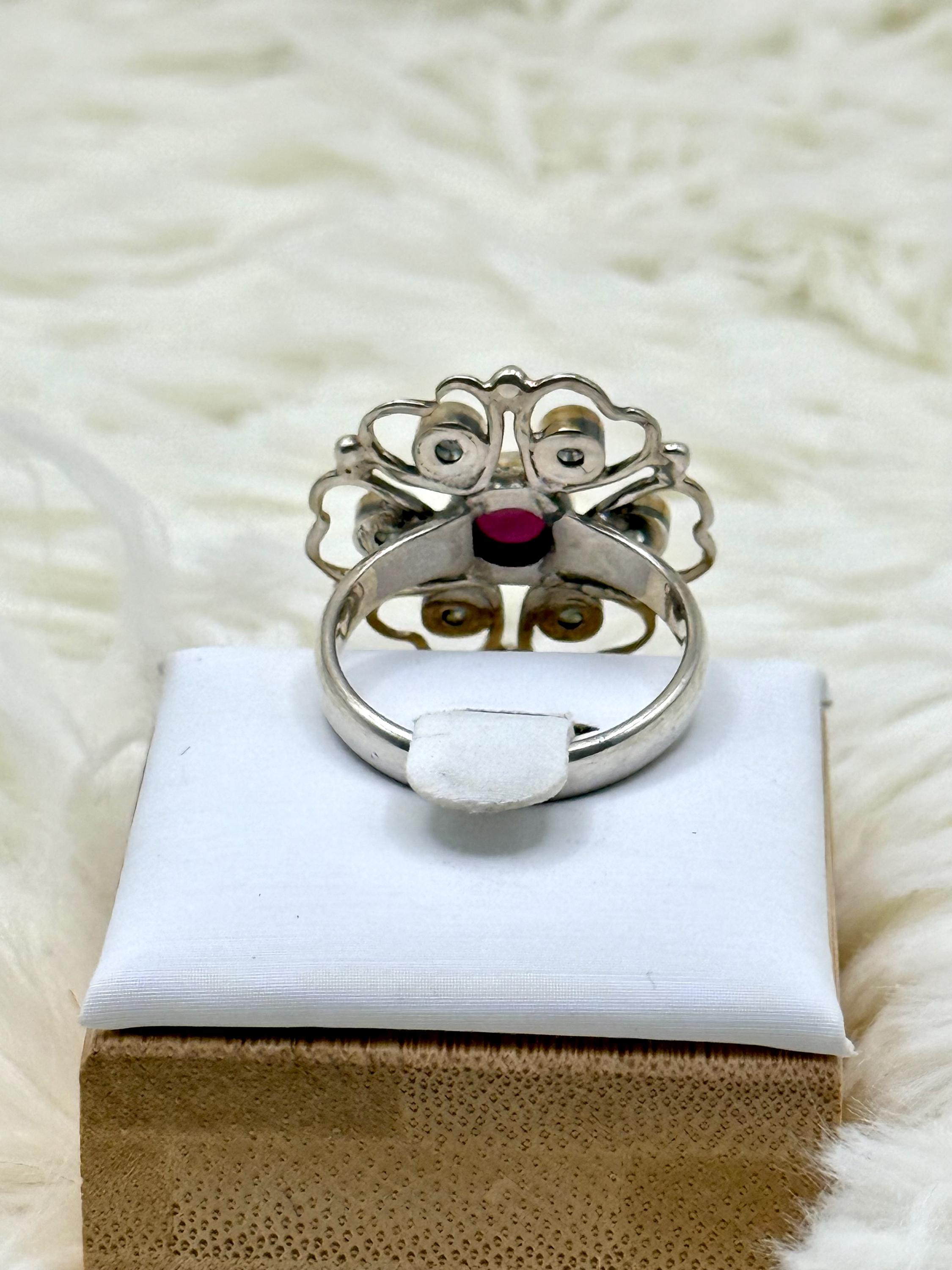 Natural Pink Tourmaline & Rainbow Topaz 925 Silver Ring S.8 E18 - Etsy