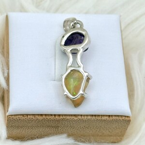 Naturlig etiopisk opal och ametist 925 silverhänge smycken E558 bild 4