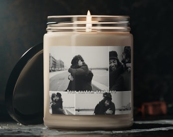 Personalized Photo with Custom Message, Couple Anniversary Gifts, Photo Candle, Memorial Candle, Family Photo Candle, Photo Collage Candle