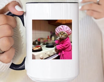 Funny Housewife Cat Mug, Cat Meme Gifts, Gen Z Joke Coffee Cup, Stupid Brainrot Gift, Cat Lover Gift, Sarcastic Cat Lover, Cat Mom Cooking