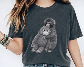 Monkey Punch Comfort Colors®  T-Shirt, Baby Monkey Holding Plush Toy Tee, Baby Team Punch Kun Shirts, Trendy Viral Meme Graphic Merch, Gifts