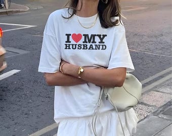 I Love My Husband Comfort Colors® TShirt, Newlywed Shirt, Anniversary Top, Honeymoon Outfit, Wedding Morning Tee, Trendy Bridal Shower